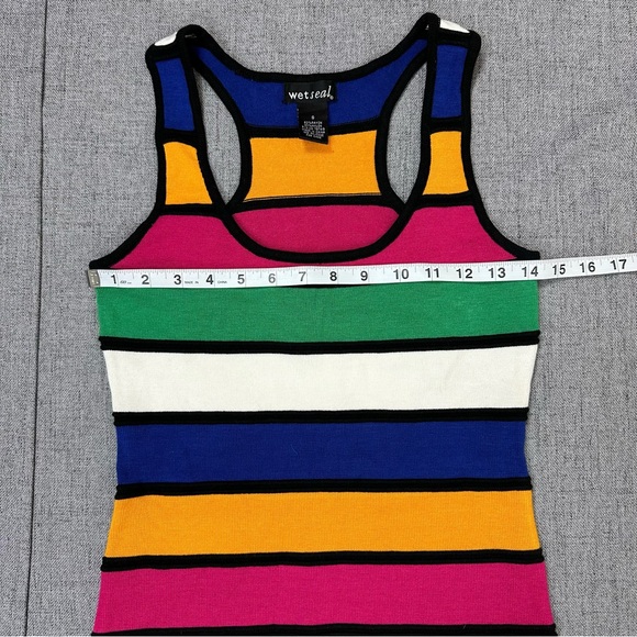 Y2K Wet Seal Striped Bodycon Dress Multicolor Women's Size S - Picture 13 of 13